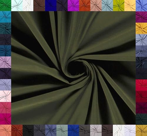 0,5m Baumwoll-Jersey uni 8% Elasthan Baumwollstoff elastisch Meterware Jersey-Stoff Oeko-Tex Kl 1, Farbe:khaki