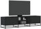Homgoday Meuble TV noir 160 x 35 x 41 cm en aggloméré et métal, meuble TV meuble bas pour TV pour table de salon industrielle, support TV salon