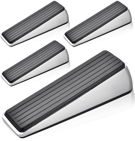 Akamino 4 Pcs Strongest Door Stop, Heavy Duty Zinc & Rubber Door Stoppers Door Wedge with Anti-Scratch Surface, Non-Slip Solid Doorstop Suits Any Door Floor for Home Office Room Use