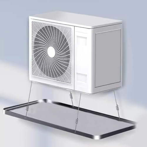 Bandeja de goteo universal para aire acondicionado, de acero inoxidable, con esquinas cuadradas y kit de drenaje. Bandeja colectora de condensado HVAC antifugas (tamaño: 85 x 39,5 x 3,5 cm/33,4 x 15