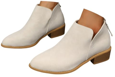 ticticlily Stivali Estivi Donna Con Cerniera Primaverili Invernali Eleganti Stivaletti Morbidi Tacco Basso Ankle Elegante Boots Cowboy Bassi