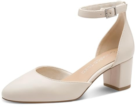 Marco Tozzi Damen Pumps weiches Feel Me Fußbett weiches Innenfutter Vegan Trendy, beige (Cream), 37 EU