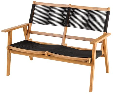 Riess Ambiente Outdoor Gartenbank Bali Rope - 120cm - Natur anthrazit - Akazie Polyester 2-Sitzer wetterfest