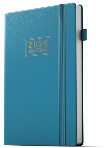 TDOLISSTE - Kalender 2026 Wochenplaner A5 Terminplaner für Lehrer, Schüler, Büro, Mehrsprachiges 1 Woche 2 Seiten, Januar 2026 - Dezember 2026 (Cyan)