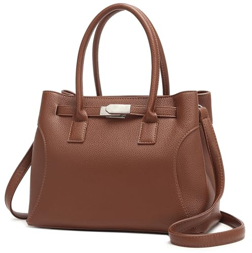 Travistar Handtasche Damen Mittelgroß Umhängetasche Damen Tasche Elegante Schultertasche Kunstleder Crossbody Bag Mode Henkeltaschen Beuteltasche mit Abnehmbares Riemen, Braun
