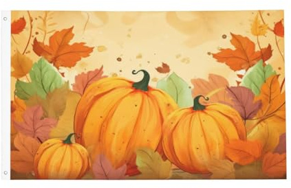 Thanksgiving-Kürbis-Flagge, 90 x 152 cm, doppelseitig, groß, Banner, doppelt genäht, Herbstblatt, hängende Outdoor-Flaggen für Hof, Garten, Rasen, Urlaub, Partyzubehör, Wanddekoration, Haus, Garage
