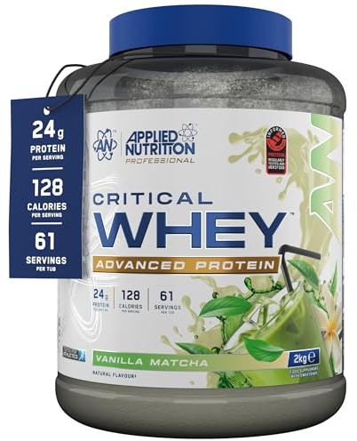 Applied Nutrition Critical Whey Protein Powder - Vanilla Matcha | 24g Protein per Serving, High Protein Powder, Protein Shake with BCAAs & Glutamine (2Kg - 61 Servings)