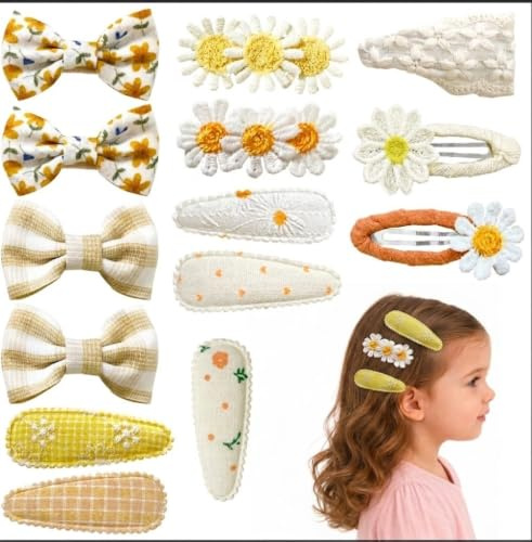Jerhyun 14 Stück Haarspangen Mädchen, Rutschfest Snap Haarclips Haarklamm | Leicht Haarschmuck Set für Feines Haar
