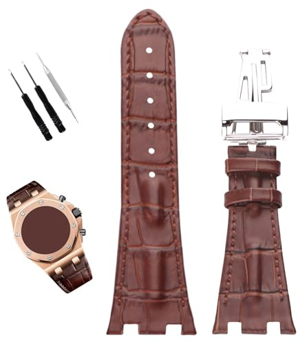 XIW Uhrband Compatible für 28mm Audemars Piguet AP Royal Oak Offshore 15703(Men's style) 15710 26170 26176 26237 Uhrenarmband Leder Ersatz Armband für Herren Strap Damen Band