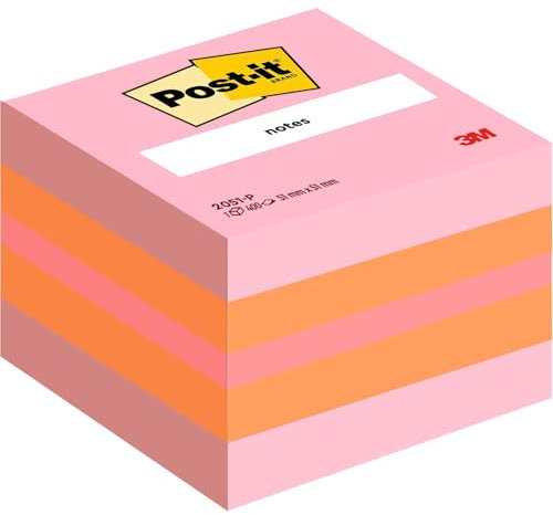 Post-it Notes Mini Würfel, Orange, Rosa und Gelb, 400 Blatt, 51 mm x 51 mm - Selbstklebende Notizzettel zum Notieren, für To-Do-Listen und als Erinnerung