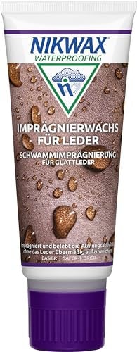 Nikwax Imprägnierwachs für Leder 100ml, farbenlos, mit Schwammapplikator, imprägniert & schützt Glattlederschuhe, Handschuhe & Ausrüstung, PFAS-frei, umweltfreundlich, einfach zu benutzen