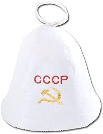 Saunahut aus Wollfilz, Saunamütze für Damen und Herren mit russischen Sprüchen (CCCP), Filz Kopfschutz Saunakappe Filzkappe Mütze Filzhut Hut Kappe für Sauna, Banya, Russische Sauna