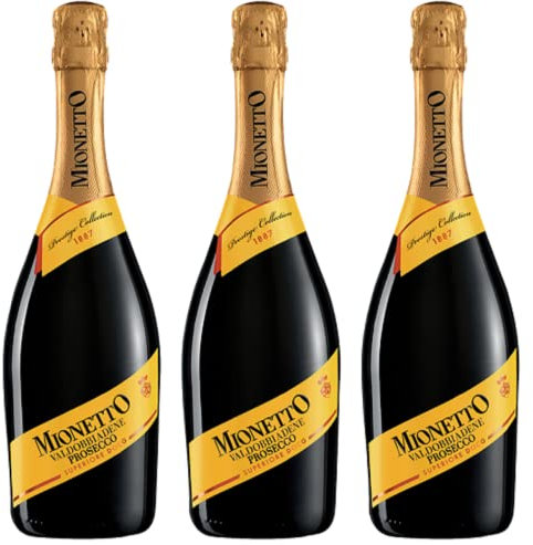 Mionetto Prestige DOCG Extra Dry Prosecco Yellow Label (Case of 3), 3 x 750ml