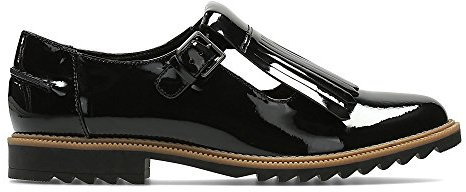 Clarks Griffin Mia, Mocassino Donna, Nero Vernice Nera, 37 EU