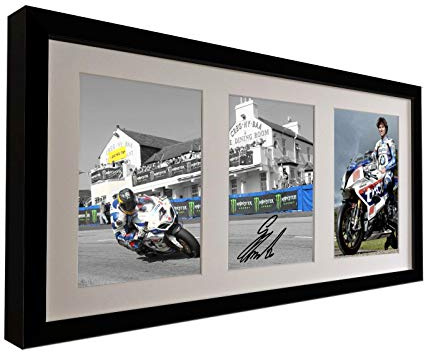 Unterzeichnet Triple Guy Martin Isle of Man TT 2014 Race Autogrammkarte Bilderrahmen Foto