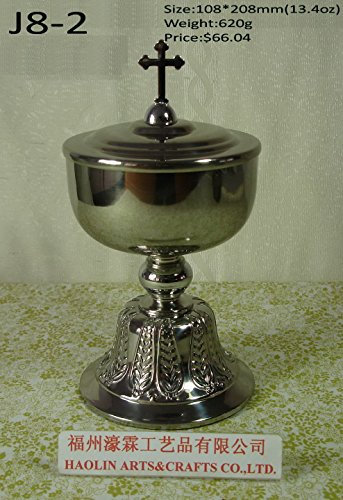 Stainless Steel Ciborium Chalice with Cross Lid for Christian Mass 8.19H J8-2