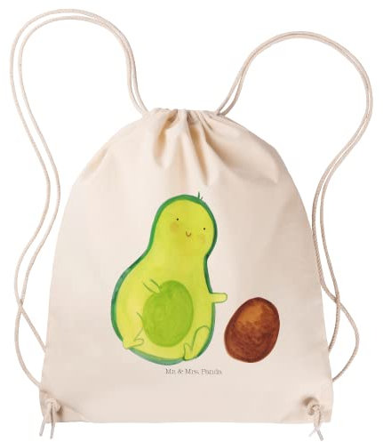 Mr. & Mrs. Panda gymnastiktasche Avocado Kern rollt - Geschenk, baumwoll turnbeutel, Baby, Kleiner Rucksack, Liebe, stoff, Jutebeutel, Beutel, Love, Avocadokern, Avocados, Schwanger, wander