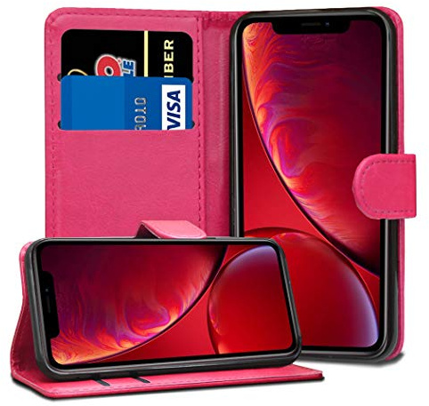 Apple iPhone XR - Flip Case iPhone XR Wallet Case Premium Quality PU Leather Protective Case with Card slots for Apple iPhone XR 6.1 Inch (iPhone XR Book Case, PINK)