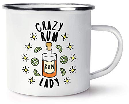 Crazy Rum Lady Stars Emaille Becher