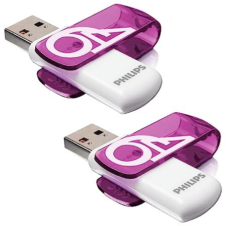 Philips Vivid Edition USB 2.0 da 64 GB, in confezione da 2, di colore viola (etichetta in lingua italiana non garantita)