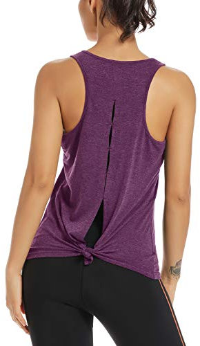 Muzniuer Damen Yoga Workout Tank Tops, offener Rücken, Laufen, Sportbekleidung, Workout Shirts für Frauen - - Mittel
