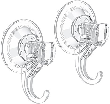 VIS'V Suction Cup Hooks, Small Clear Reusable Heavy Duty Vacuum Suction Cup Hooks Strong Window Glass Kitchen Bathroom Hooks for Towel Loofah Robe Key Utensils Festival Decorations - 2 Packs
