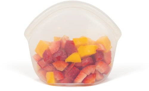 Food Huggers Hugger Bags – Sac à déjeuner et collation réutilisable en silicone | Rangement durable, sans BPA, passe au lave-vaisselle et au congélateur | Petite pochette refermable pour produits |