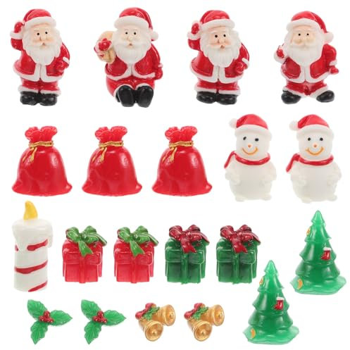 Holibanna 20pcs Christmas Ornaments Mixed Patterns Micro Resin Figurines for Festive Scene Decoration Adorable Miniature Christmas Craft for Home Party