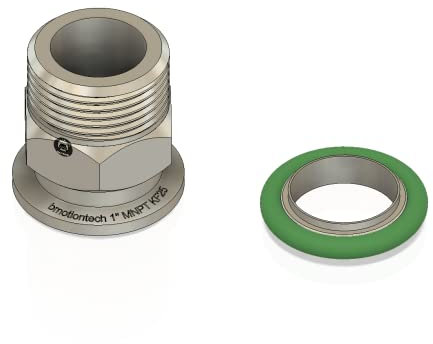 bmotiontech MNPT x KF25 Flansch Fitting Adapter mit Edelstahl Zentrierring (ISO-KF KF25 QF25 NW25) (1 Zoll MNPT)