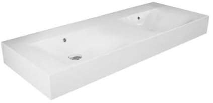 Doble lavabo suspendido DES sin agujero para grifo L. 120 cm