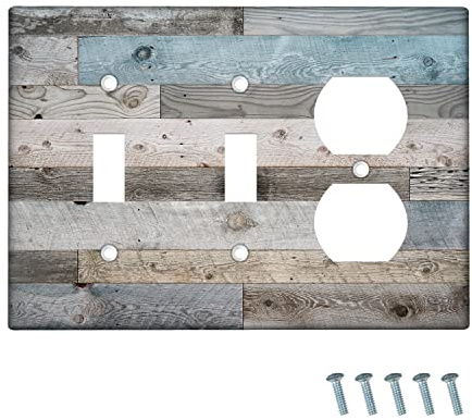 Farmhouse Rustico 3-Gang Toggle/Outlet Interruttore Piastra decorativa Copertura interruttore luce Retro Wall Plate Cover Vintage Cucina Accessori & Decor