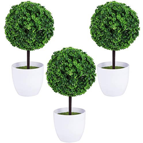 Beavorty 3st Topfpflanze Künstlich Simulation Grasball Gras Formschnitt Gefälschte Topiary-Kugeln Gefälschter Baum Im Topf Dekorative Gründekoration Simulationsgras Plastik Topfblume