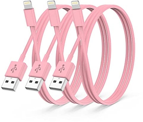 3Pack Apple MFi Certified iPhone Charger 2M,iPhone Lightning to USB A Cable 2 Meters,Fast Charging Cable Lead for iPhone 12 SE 2020 11 Xs Max XR X 8 Plus 7 Plus 6 Plus 5s SE iPad Pro,pink