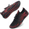 Strandschuhe Damen Herren Wasserschuhe Badeschuhe Unisex Atmungsaktiv Leicht Barfußschuhe rutschfeste für Schwimmen Tauchen (Flamme schwarz rot, 47EU)