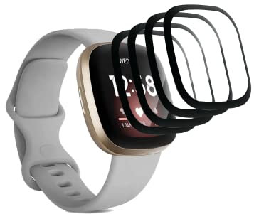 CTong 【4 Stück】Schutzfolie Kompatibel mit Fitbit Versa 3/Fitbit Sense,HD Klar,Anti-Kratzer,3D Full Coverage,Blasenfrei,Anti-Fingerabdruck Displayschutzfolie für Fitbit Versa 3/Fitbit Sense