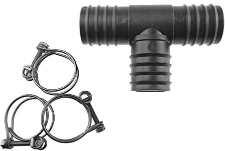 tee connectors/Adaptor Fittings for Corrugated Flexible Pond Pump/Filter Waterfall or Fountain Pipe with 3 x Double Wire Hose Clips (32mm tee+Clips)