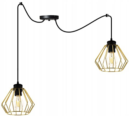 Light-Home Spider Santos Hängelampe Hängeleuchte - Deckenlampe Industrial für Wohnzimmer Schlafzimmer und Esszimmer - Pendelleuchte aus Metall - 2-Flammig - Schwarz und Gold