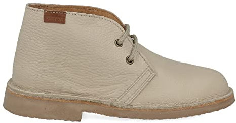 PAYMA - Stivali Stivaletti Safari Deserto in Pelle per Uomo e Donna. Fatto in Spagna. Scarpa Chukka Pelle Liscia Sport. Suola Gomma. Colore: Bianco Sporco Liscio, Taglia: EU 36