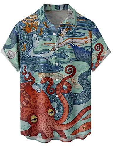 NQyIOS Men Funky Hawaiian Shirts Short Sleeve Shirts Summer Striped Casual Shirt Button Down Regular Fit Tops Sales Clearance Beach Clothes for Men Pink