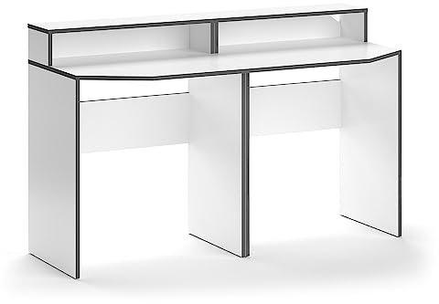 Vicco Gaming Tisch Kron, Weiß/Grau, 70 x 60 cm