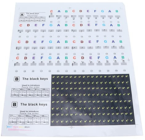 Klavier-Aufkleber, Klaviertastatur-Aufkleber, OPP, Bunte Tonleiter-Abziehbilder, Aufkleber, Transparent, Abnehmbar, Musikinstrumenten-Zubehör Für Synthesizer