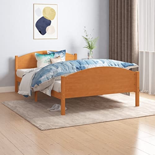 vidaXL Kiefer Massivholzbett mit Lattenrost Bettgestell Bett Holzbett Doppelbett Bettrahmen Schlafzimmerbett Schlafzimmermöbel Honigbraun 120x200cm