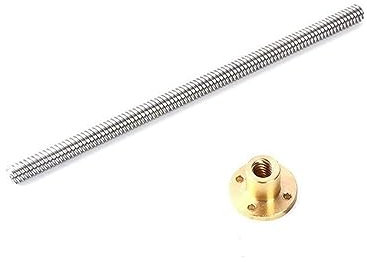 SSIMOO T10 vis sans Fin Acier Inoxydable vis trapézoïdale Laiton Pas d'écrou 2mm/3mm Plomb 2mm/8mm/10mm/12mm imprimante 3D Tige trapézoïdale 300mm Kindly (Color : Pitch 2 Lead 10mm, Size : 450mm)