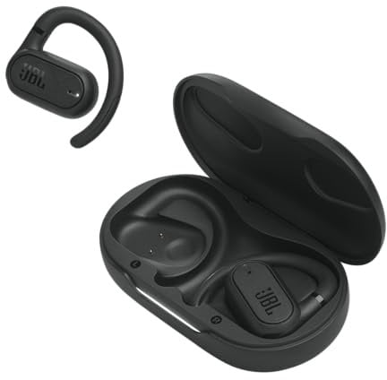 JBL Soundgear Sense, Écouteurs sans fil à conduction aérienne, technologie JBL OpenSound, indice de protection IP54, jusqu'à 24h d'autonomie, noir