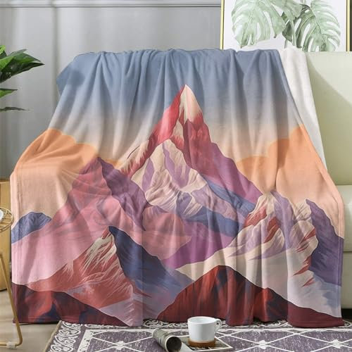 ECOTOS Kuscheldecke Flauschig Berge, Große Decke Fleecedecke 220x240 Landschaft, Flanell Sofadecke Blanket XXL, Wohndecke Schlafdecke Winter Warm Weich, Deko Decken für Couch Bed