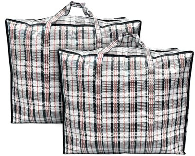 ANSIO Large Laundry Bags Pack of 3 Assorted Storage Bags Reusable Laundry Bags with Zips Ideal for Moving House Clothing & Wardrobe Storage (60L x 25W x 50H cm)