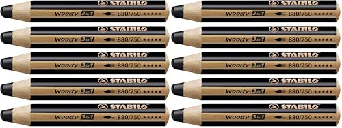 Buntstift, Wasserfarbe & Wachsmalkreide - STABILO woody 3 in 1 - 2x 5er Pack - schwarz