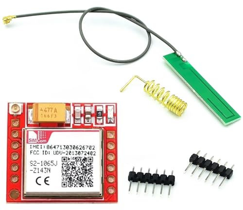 ARCELI Tarjeta adaptadora GPRS Módulo gsm, Módulo Breakout Interfaz Serie TTL 3.7~4.2V Cuatribanda 850/900/1800/1900MHz Ranura para Tarjeta SIM Integrada con Antena