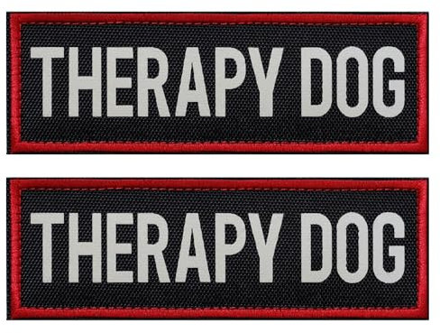 FITZNORA 2 Stück reflektierende Therapie Hund Patch Set mit Klettverschluss bestickte Bordüre mit gedruckten Buchstaben Patch für Hundeweste Geschirr Halsband (15,2 x 5,1 cm)