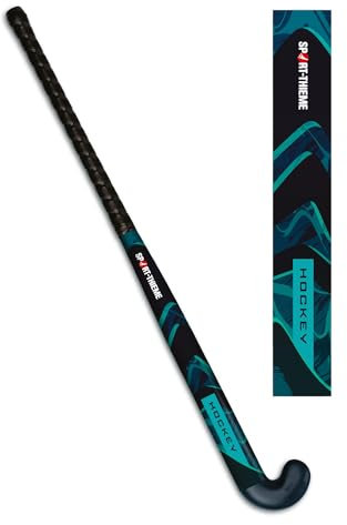 Sport-Thieme Hockeyschläger Force | Für Hallen u. Feldhockey | Rutschfestes Griffband | Einzelschläger, 93 cm, 420 g | Kunststoff | Schwarz-Blau | Für Rechts u. Linkshänder